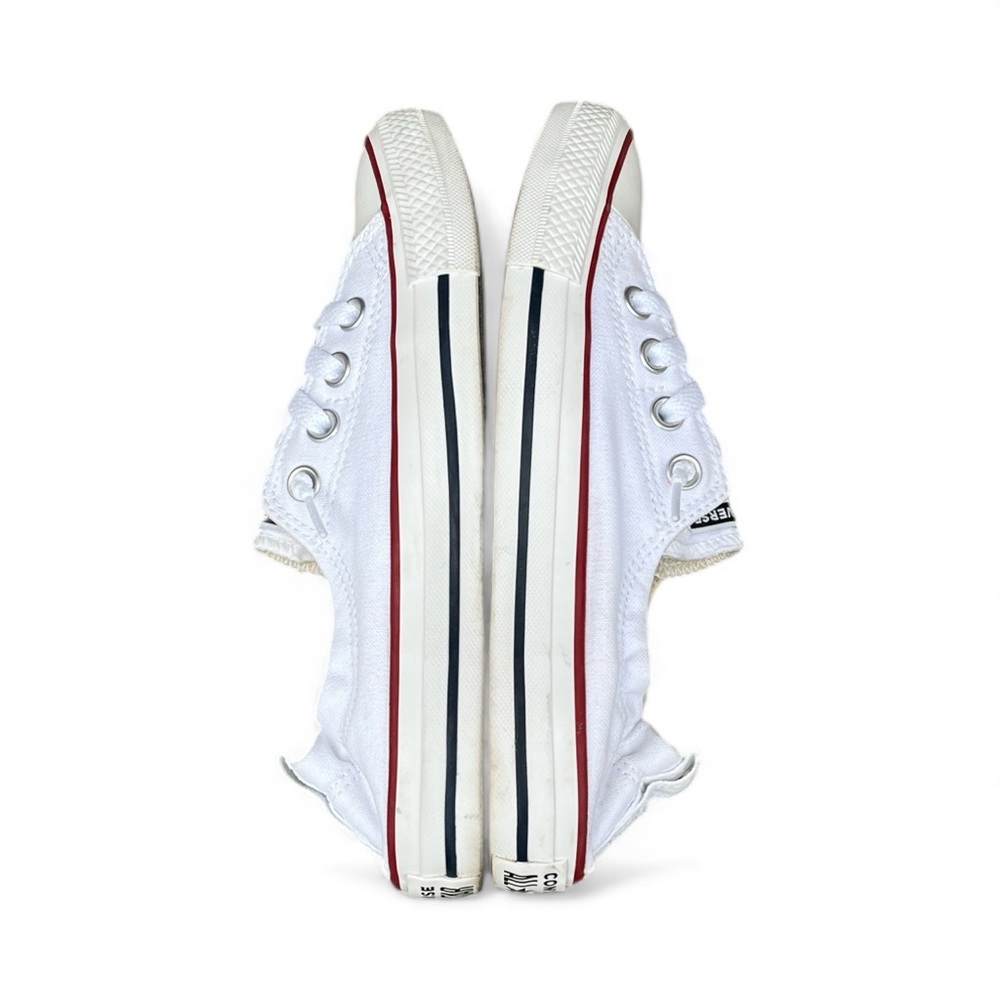 Converse White Sneakers with Red and Navy Stripe - Picture 10 of 13